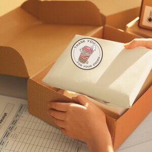 Cup of Coffee Thank You Round Labels for Packaging Insert